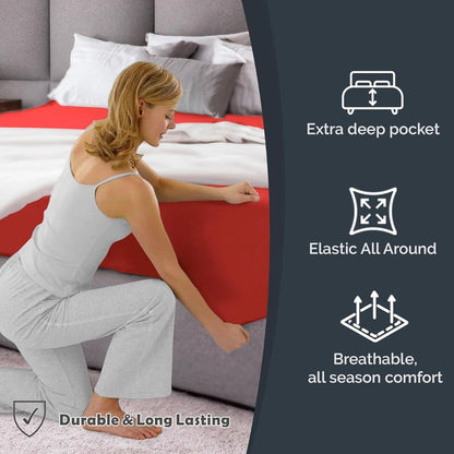 Hotel Quality Fitted Sheet - 1 Piece Fitted Sheet -Breathable Bedding - Wrinkle, Fade, Stain Resistant- V1317-QS9-AUD-CL-DH