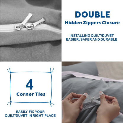 3 Piece Hotel Soft Microfiber Quilt Cover Set-2000TC Duvet/Donna Cover Set & Pillowcases -1 Quilt Cover V1317-QS9-AUK-3JT-BZ-HUI