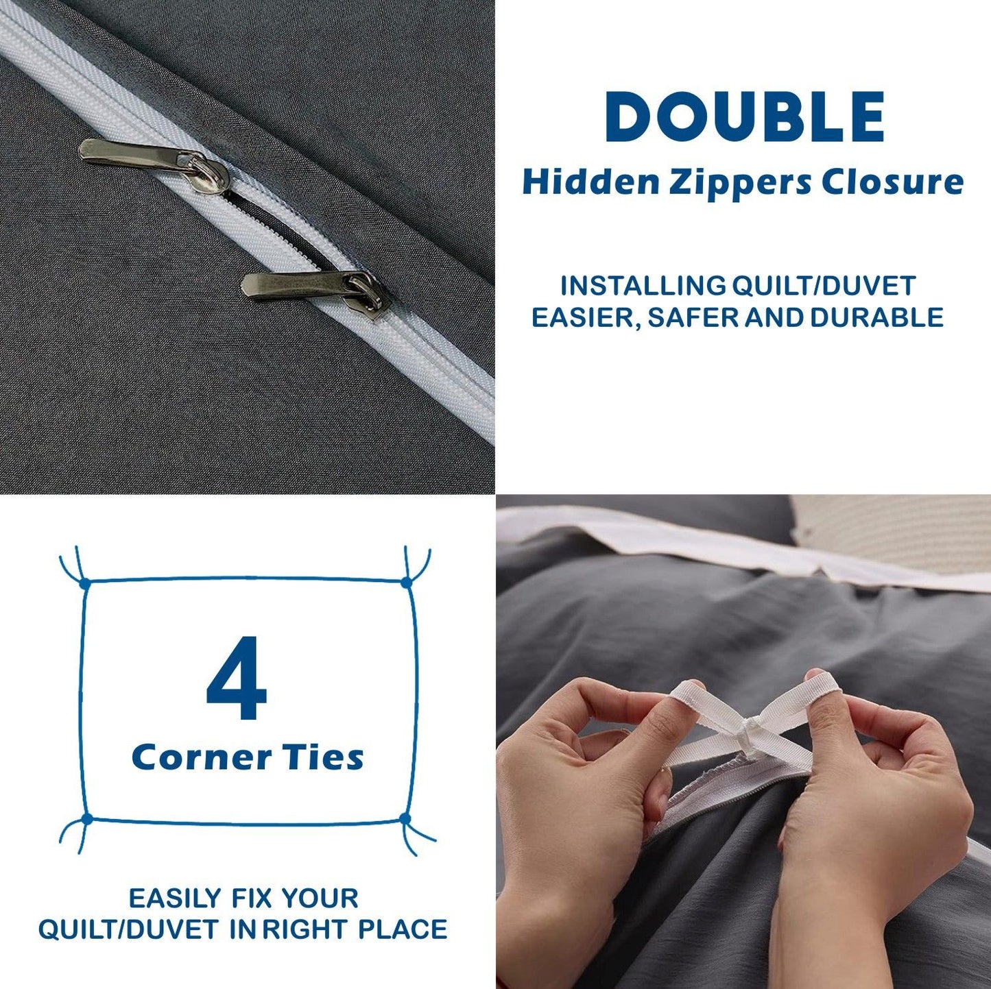 3 Piece Hotel Soft Microfiber Quilt Cover Set-2000TC Duvet/Donna Cover Set & Pillowcases -1 Quilt Cover V1317-QS9-AUK-3JT-BZ-SH