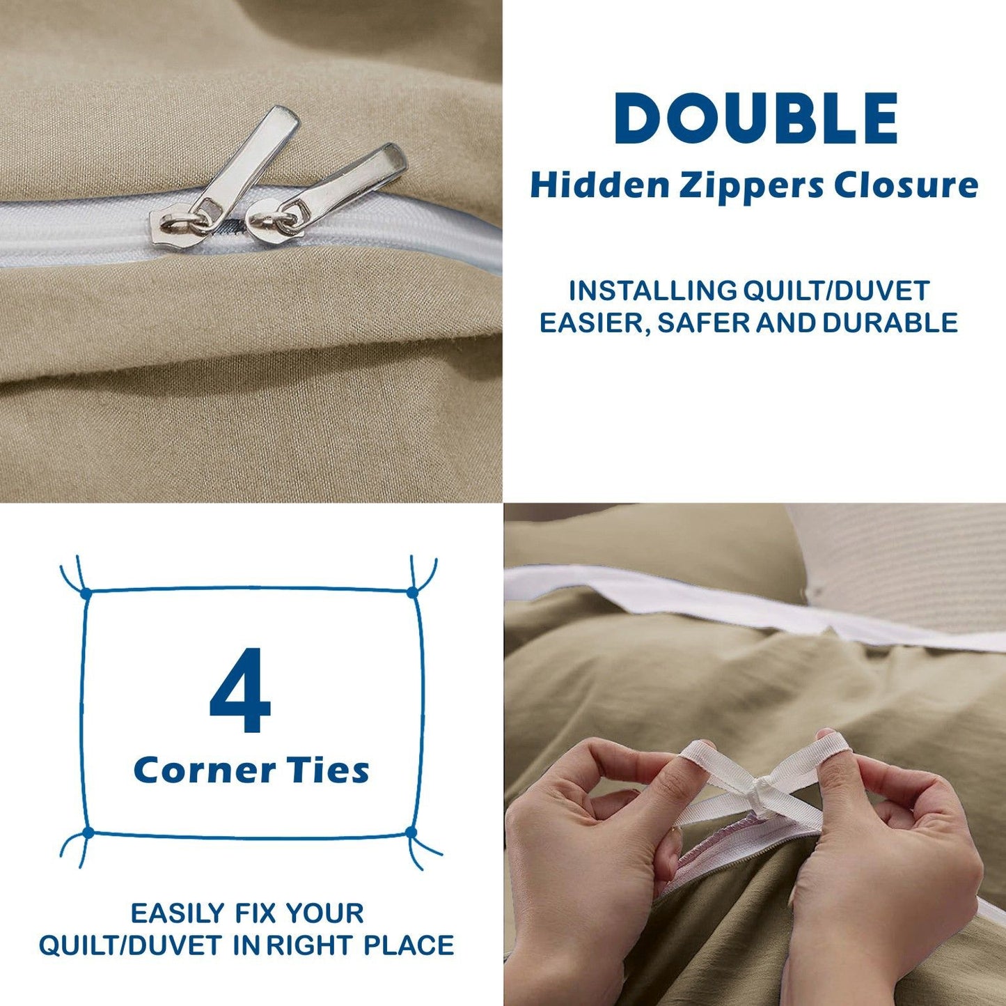 3 Piece Hotel Soft Microfiber Quilt Cover Set-2000TC Duvet/Donna Cover Set & Pillowcases -1 Quilt Cover V1317-QS9-AUK-3JT-BZ-TS