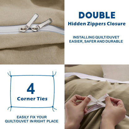 3 Piece Hotel Soft Microfiber Quilt Cover Set-2000TC Duvet/Donna Cover Set & Pillowcases -1 Quilt Cover V1317-QS9-AUK-3JT-BZ-TS