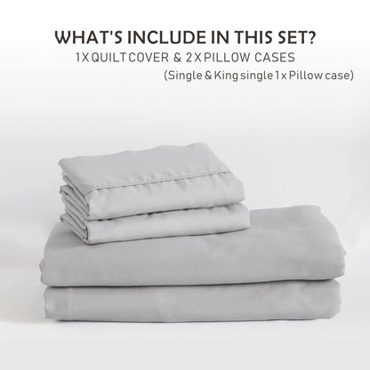 3 Piece Hotel Soft Microfiber Quilt Cover Set-2000TC Duvet/Donna Cover Set & Pillowcases -1 Quilt Cover Zipper Closure & 1 x Pillowcases-Breathable Bedding - Wrinkle, Fade, Stain Resistant(Silver-gray,King)