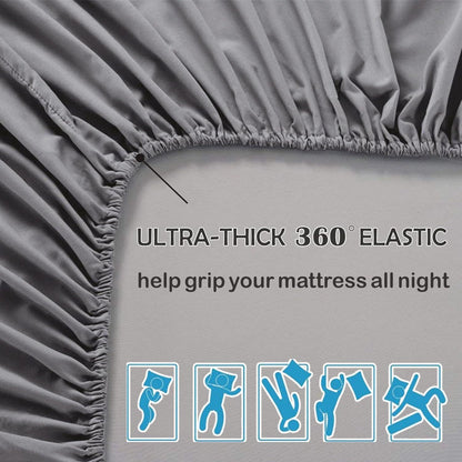 3 Piece Fitted Sheet Set- Fitted Sheet & Pillowcases -Breathable Bedding - Wrinkle, Fade, Stain Resistant- V1317-QS9-AUK-3JT-CL-HUI