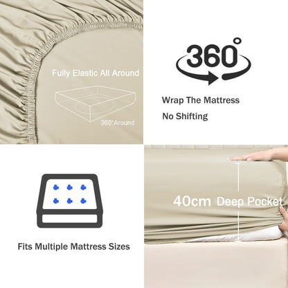 3 Piece Fitted Sheet Set- Fitted Sheet & Pillowcases -Breathable Bedding - Wrinkle, Fade, Stain Resistant- V1317-QS9-AUK-3JT-CL-TS
