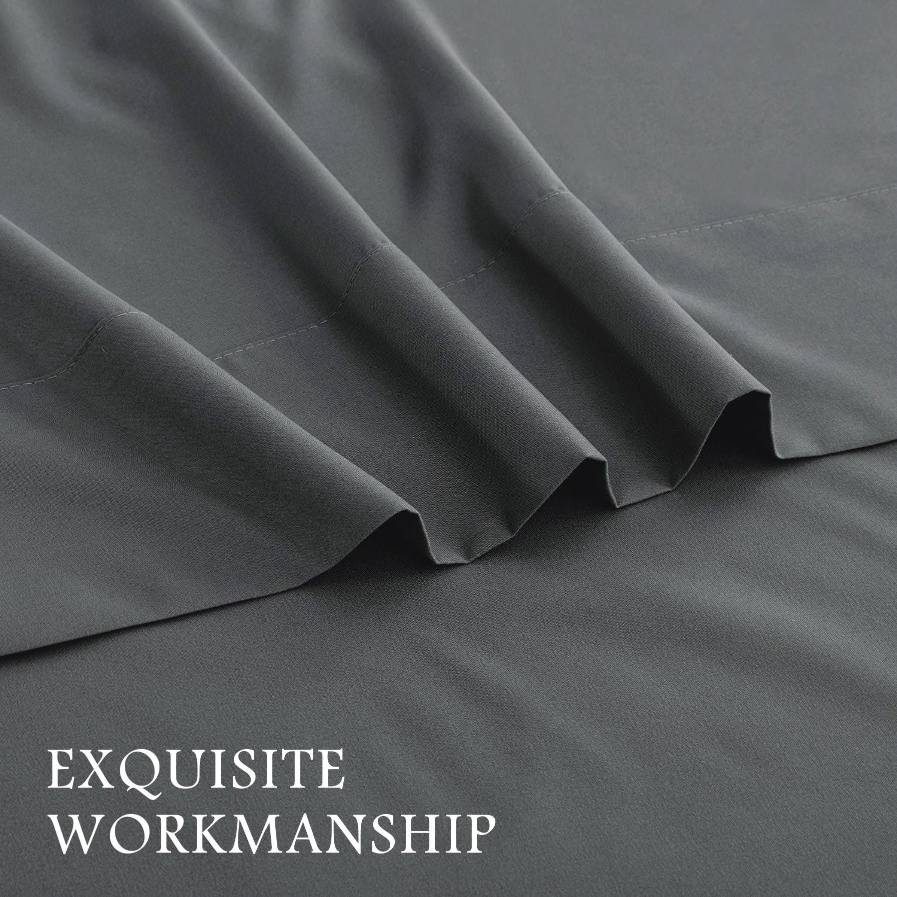 4 Piece Bed Sheet Set- Bedding Sheets & Pillowcases -Breathable Bedding - Wrinkle, Fade, Stain Resistant-Deep Pocket Flat Fitted Bed Sheet Set(Dark gray,King)