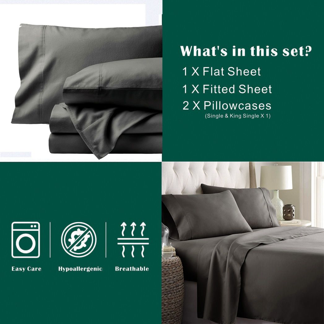 4 Piece Bed Sheet Set- Bedding Sheets & Pillowcases -Breathable Bedding - Wrinkle, Fade, Stain Resistant-Deep V1317-QS9-AUK-4JT-SH