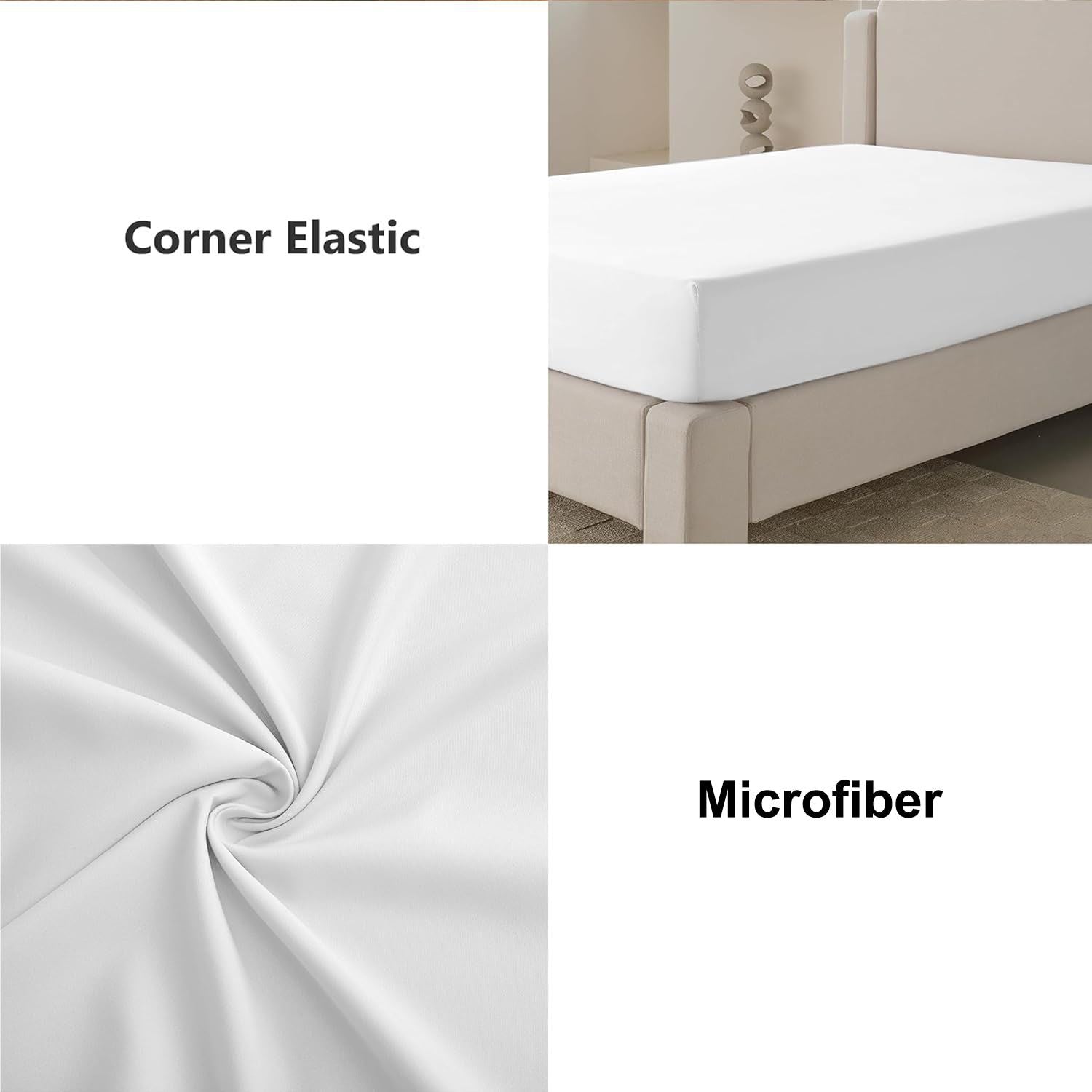 Hotel Quality Fitted Sheet - 1 Piece Fitted Sheet -Breathable Bedding - Wrinkle, Fade, Stain Resistant- V1317-QS9-AUK-CL-BAI