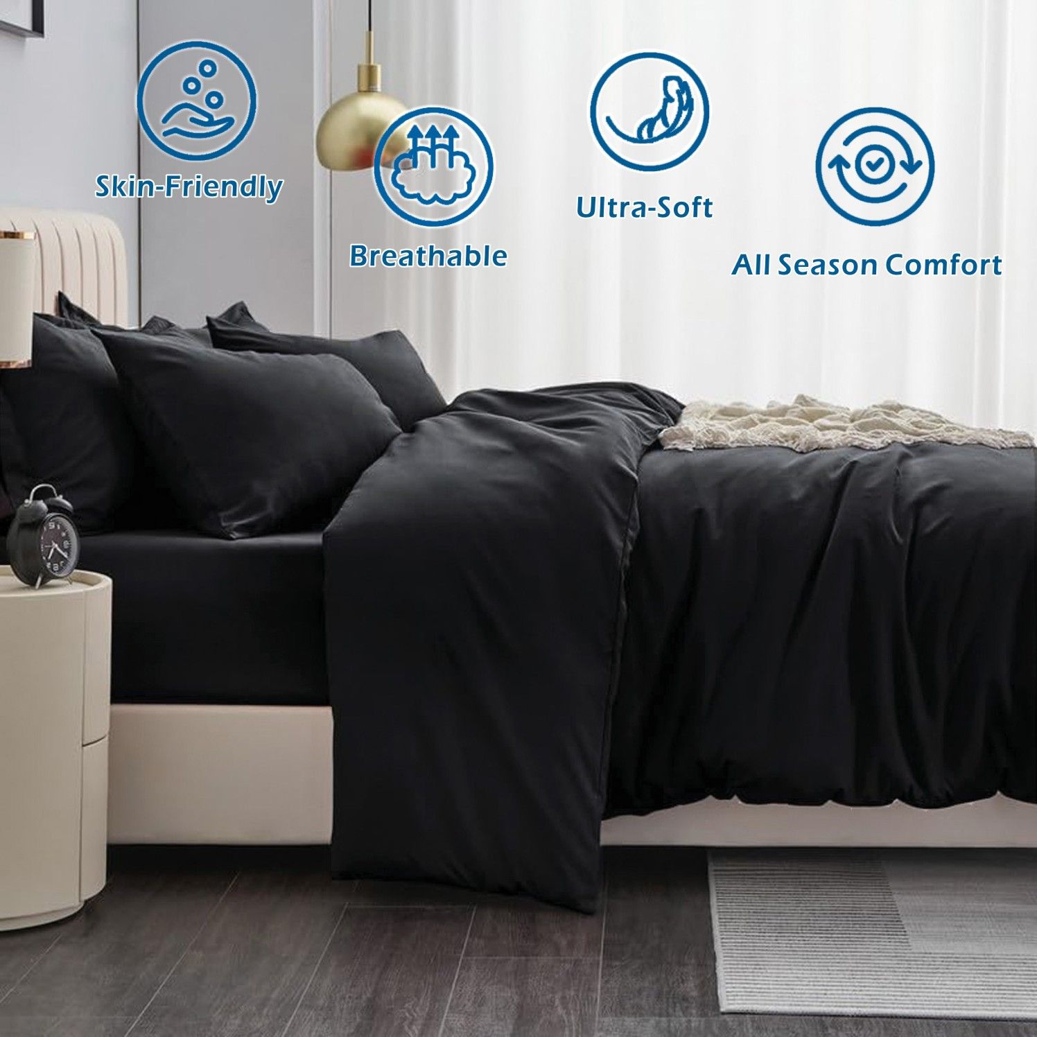 2 Piece Hotel Soft Microfiber Quilt Cover Set-2000TC Duvet/Donna Cover Set & Pillowcases -1 Quilt Cover V1317-QS9-AUKS-3JT-BZ-HEI