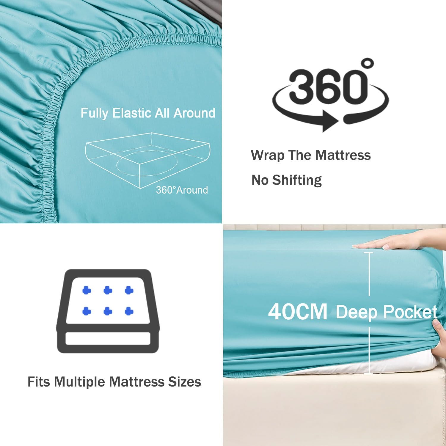 2 Piece Fitted Sheet Set- Fitted Sheet & Pillowcases -Breathable Bedding - Wrinkle, Fade, Stain Resistant- V1317-QS9-AUKS-3JT-CL-BL