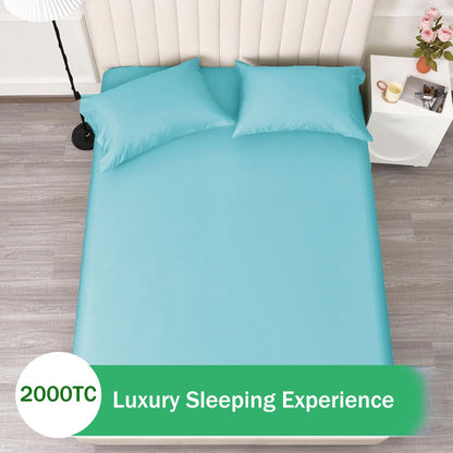 2 Piece Fitted Sheet Set- Fitted Sheet & Pillowcases -Breathable Bedding - Wrinkle, Fade, Stain Resistant- V1317-QS9-AUKS-3JT-CL-BL