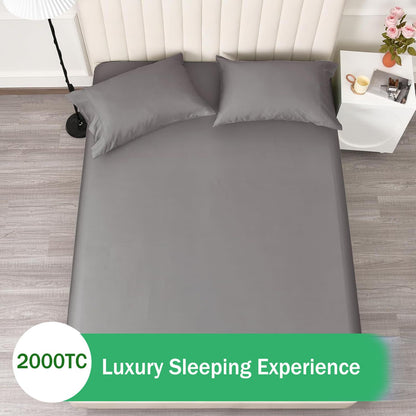 2 Piece Fitted Sheet Set- Fitted Sheet & Pillowcases -Breathable Bedding - Wrinkle, Fade, Stain Resistant- V1317-QS9-AUKS-3JT-CL-HUI