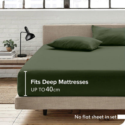 2 Piece Fitted Sheet Set- Fitted Sheet & Pillowcases -Breathable Bedding - Wrinkle, Fade, Stain Resistant- V1317-QS9-AUKS-3JT-CL-JL