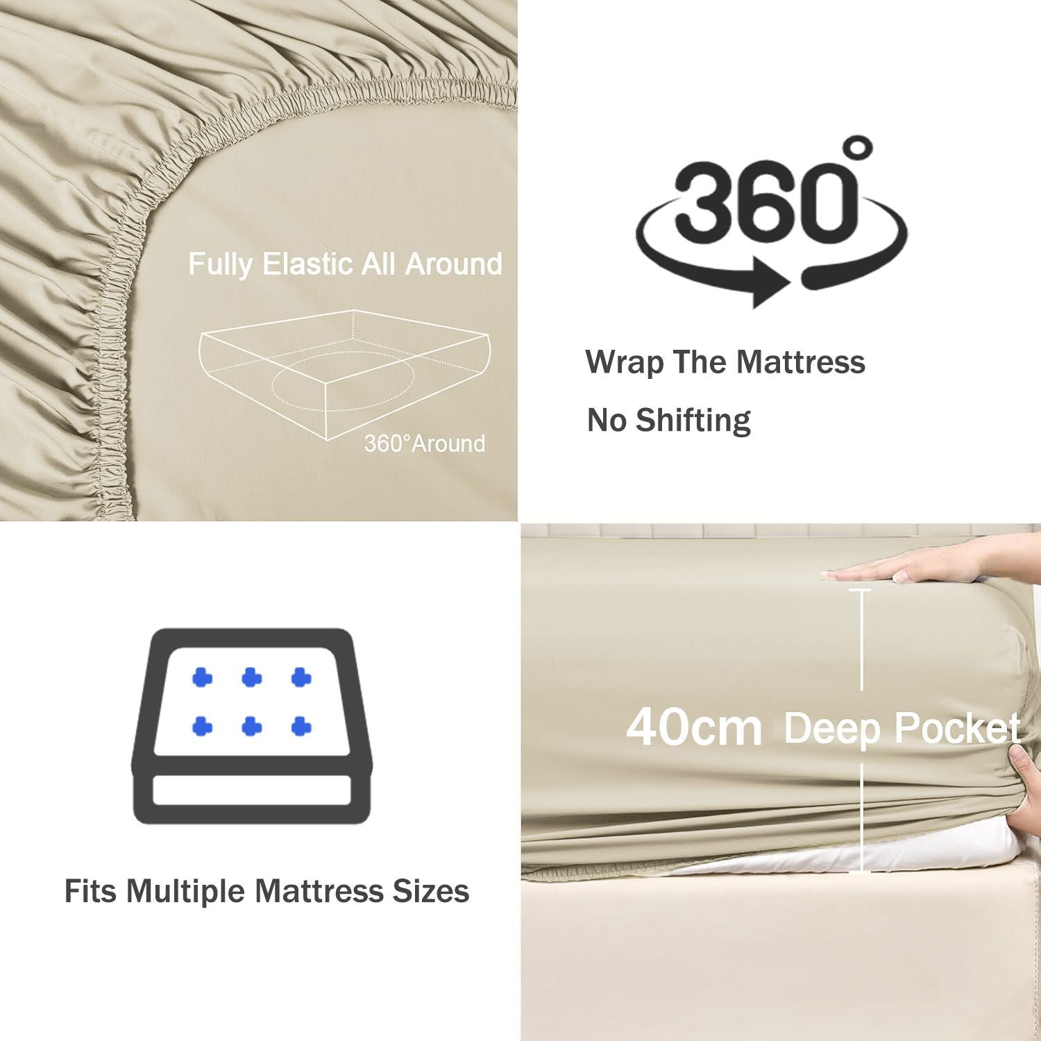 2 Piece Fitted Sheet Set- Fitted Sheet & Pillowcases -Breathable Bedding - Wrinkle, Fade, Stain Resistant- V1317-QS9-AUKS-3JT-CL-NYB