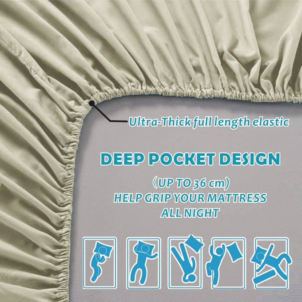 2 Piece Fitted Sheet Set- Fitted Sheet & Pillowcases -Breathable Bedding - Wrinkle, Fade, Stain Resistant- V1317-QS9-AUKS-3JT-CL-NYB