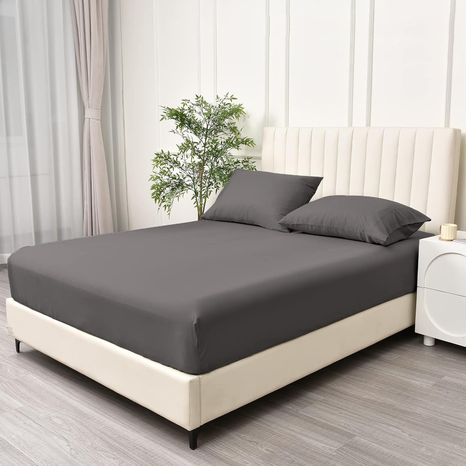 2 Piece Fitted Sheet Set- Fitted Sheet & Pillowcases -Breathable Bedding - Wrinkle, Fade, Stain Resistant- V1317-QS9-AUKS-3JT-CL-SH