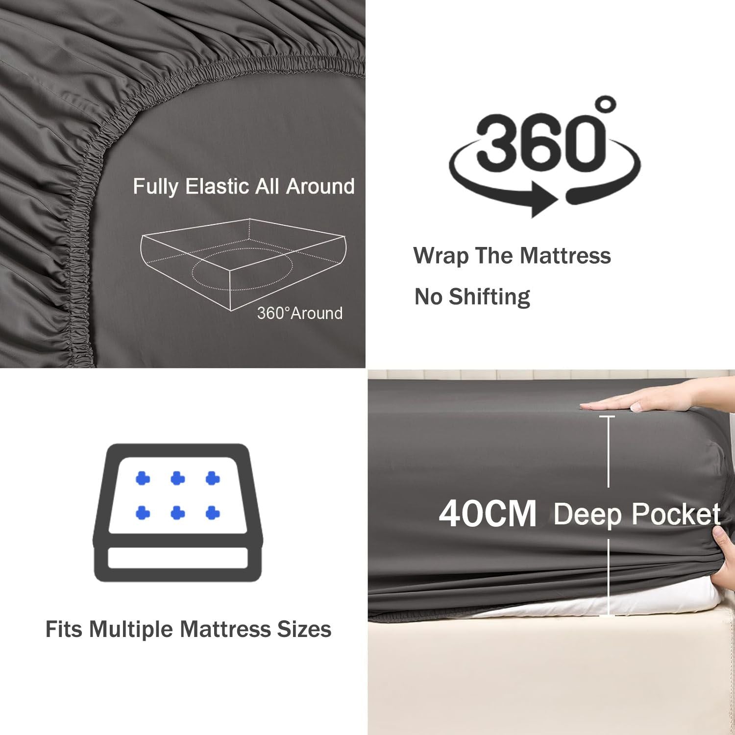 2 Piece Fitted Sheet Set- Fitted Sheet & Pillowcases -Breathable Bedding - Wrinkle, Fade, Stain Resistant- V1317-QS9-AUKS-3JT-CL-SH