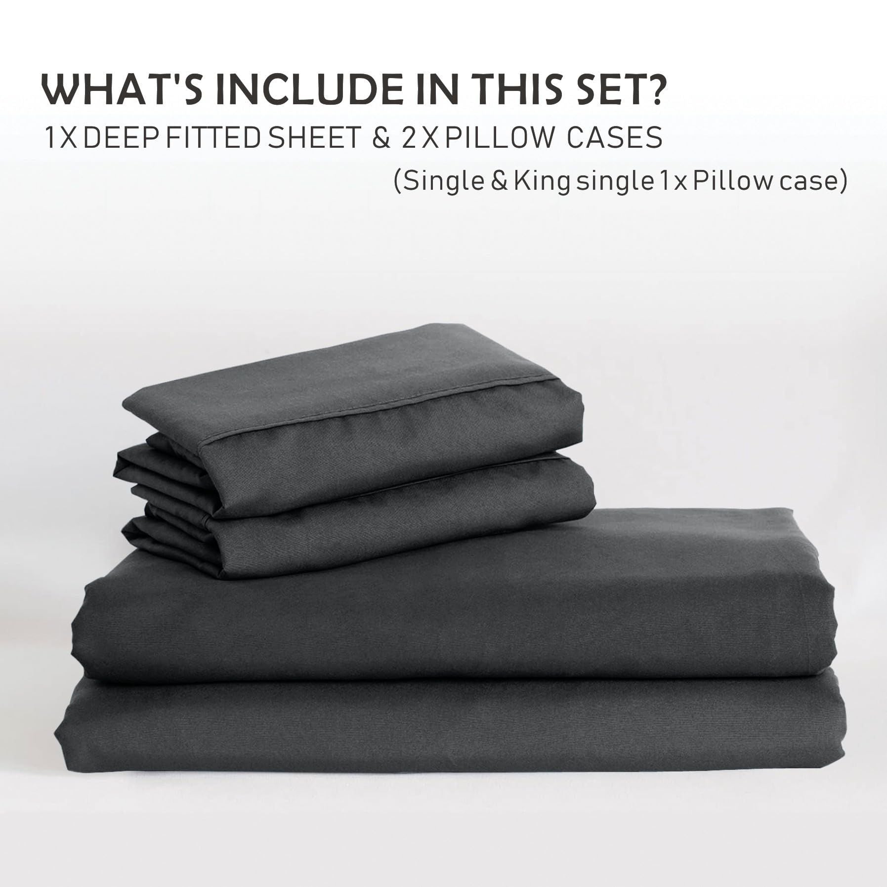 2 Piece Fitted Sheet Set- Fitted Sheet & Pillowcases -Breathable Bedding - Wrinkle, Fade, Stain Resistant- V1317-QS9-AUKS-3JT-CL-SH