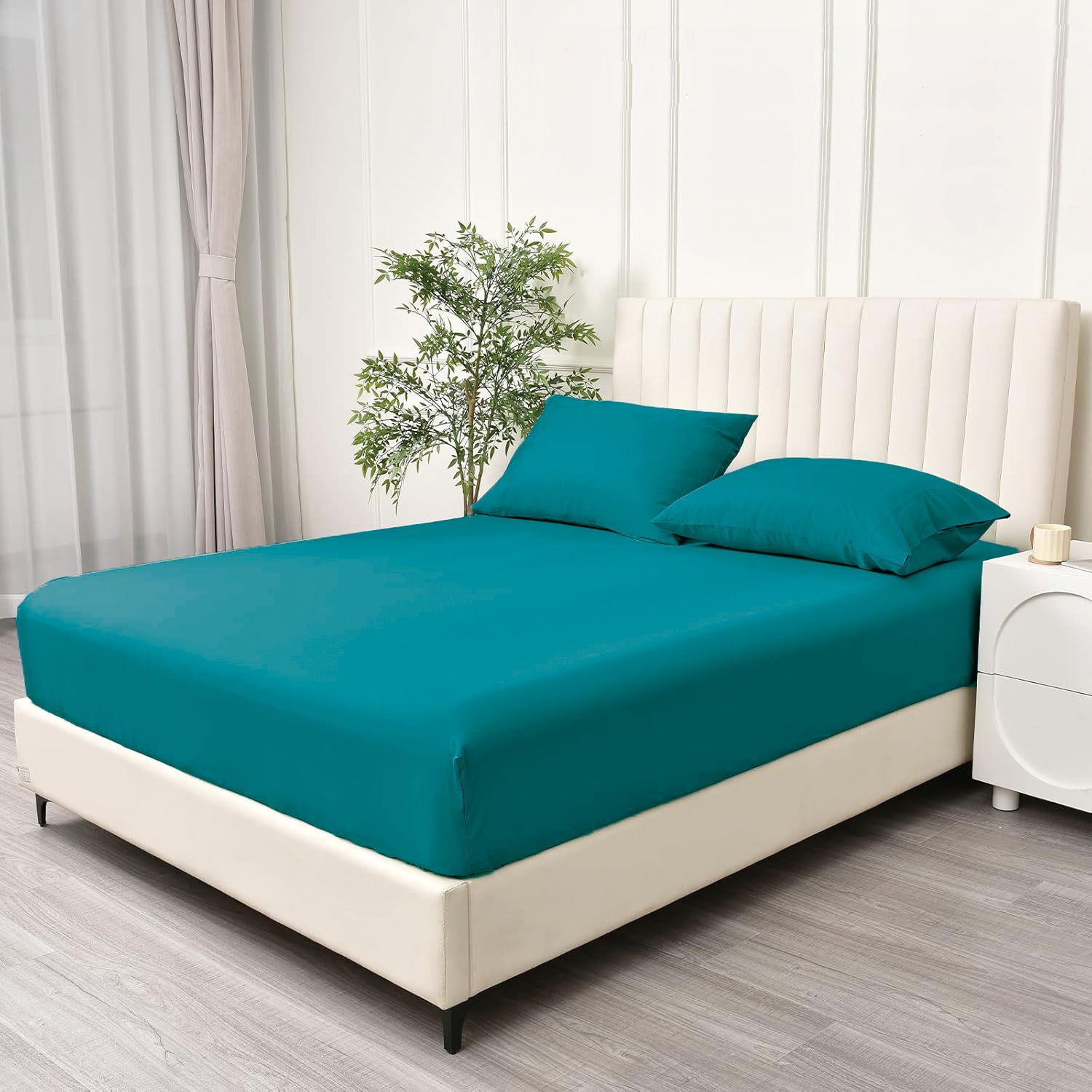 2 Piece Fitted Sheet Set- Fitted Sheet & Pillowcases -Breathable Bedding - Wrinkle, Fade, Stain Resistant- V1317-QS9-AUKS-3JT-CL-SSL