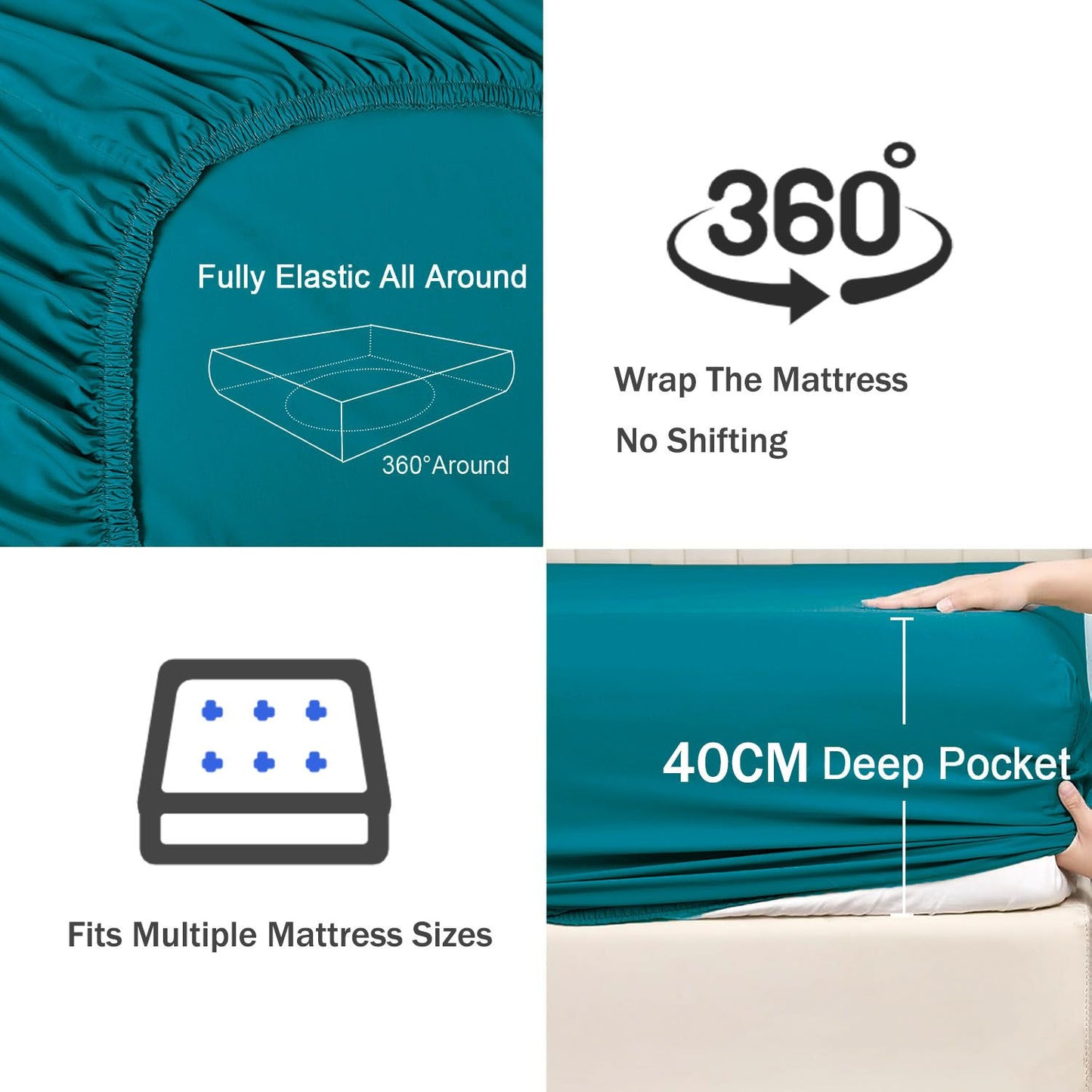 2 Piece Fitted Sheet Set- Fitted Sheet & Pillowcases -Breathable Bedding - Wrinkle, Fade, Stain Resistant- V1317-QS9-AUKS-3JT-CL-SSL