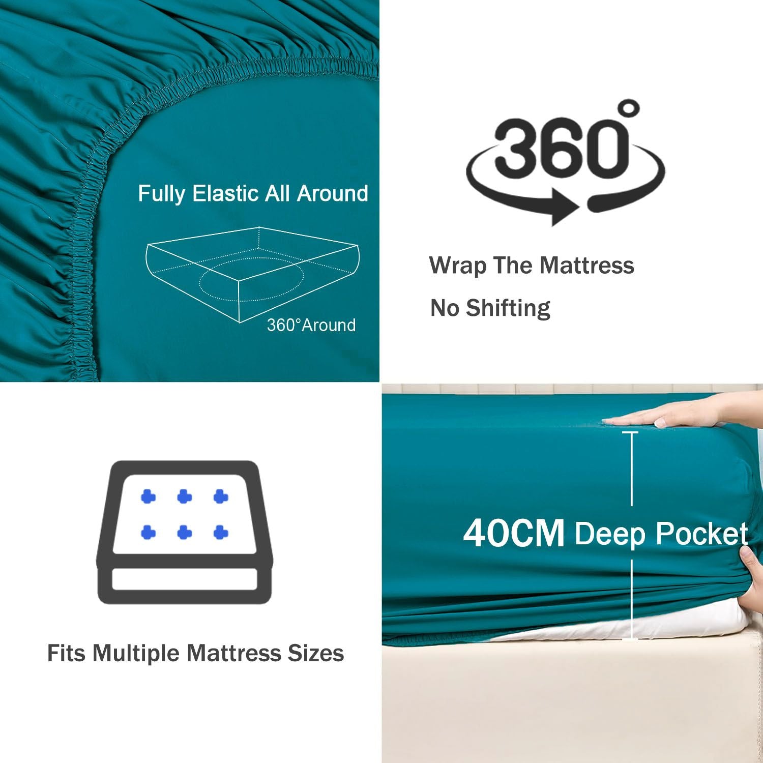 2 Piece Fitted Sheet Set- Fitted Sheet & Pillowcases -Breathable Bedding - Wrinkle, Fade, Stain Resistant- V1317-QS9-AUKS-3JT-CL-SSL