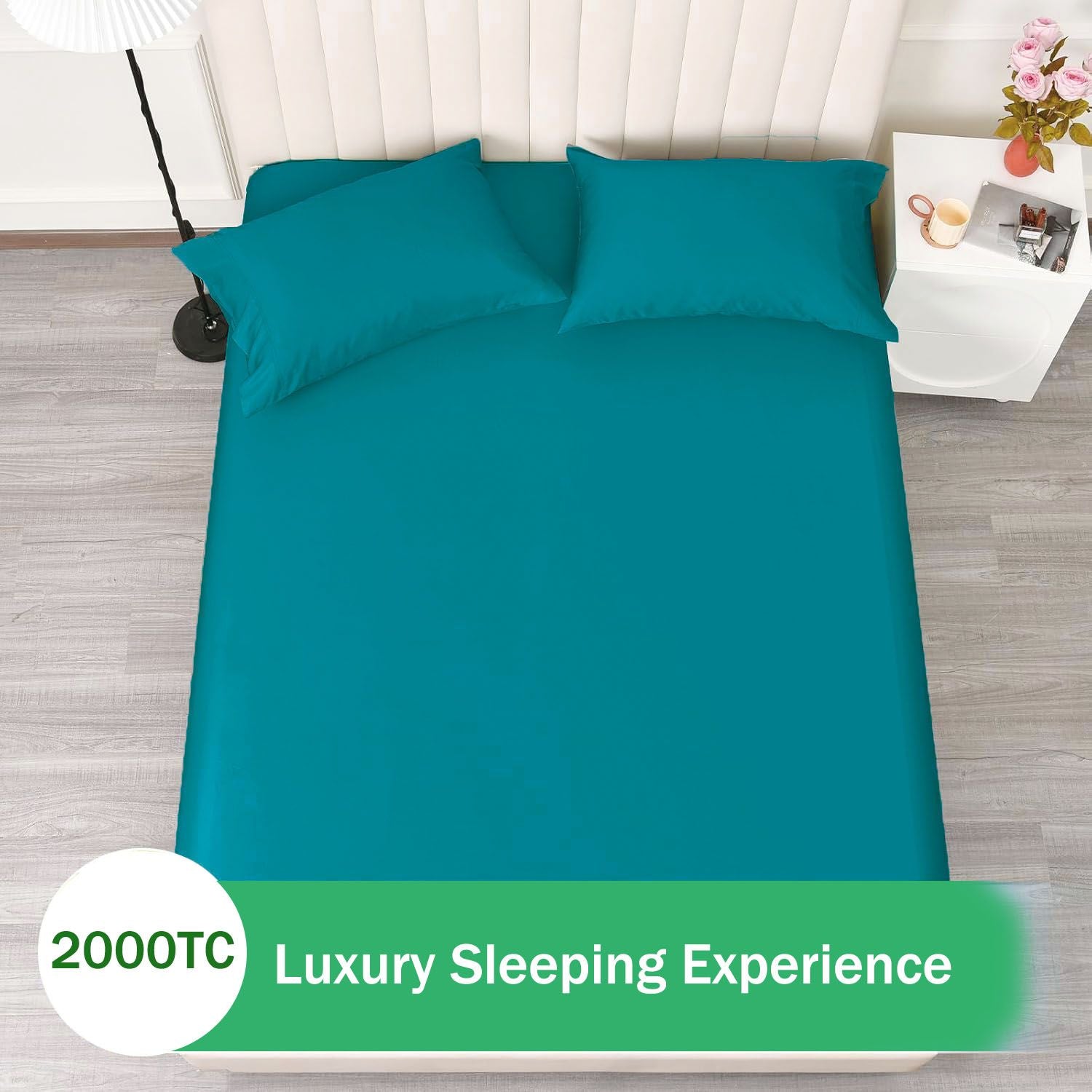 2 Piece Fitted Sheet Set- Fitted Sheet & Pillowcases -Breathable Bedding - Wrinkle, Fade, Stain Resistant- V1317-QS9-AUKS-3JT-CL-SSL