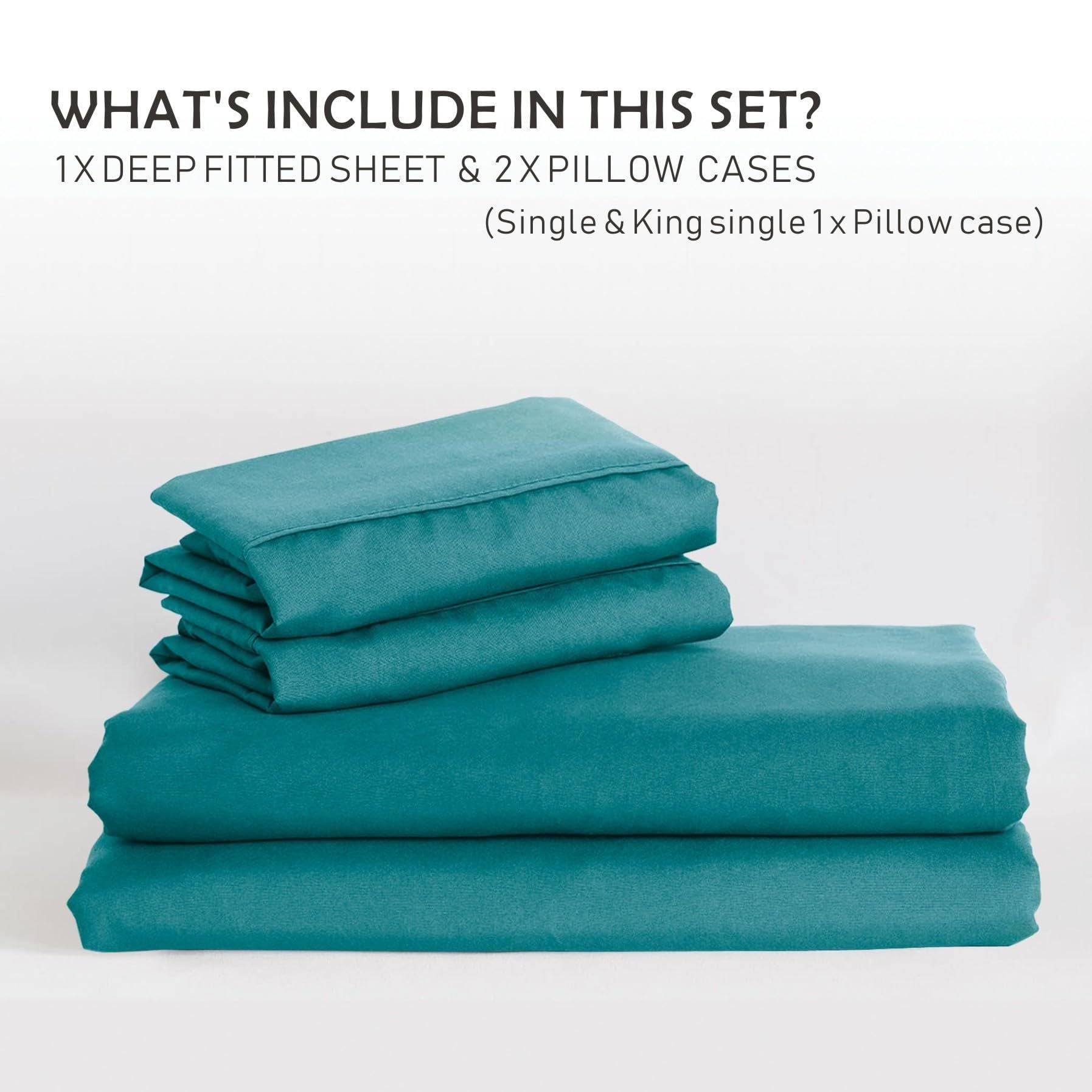 2 Piece Fitted Sheet Set- Fitted Sheet & Pillowcases -Breathable Bedding - Wrinkle, Fade, Stain Resistant- V1317-QS9-AUKS-3JT-CL-SSL