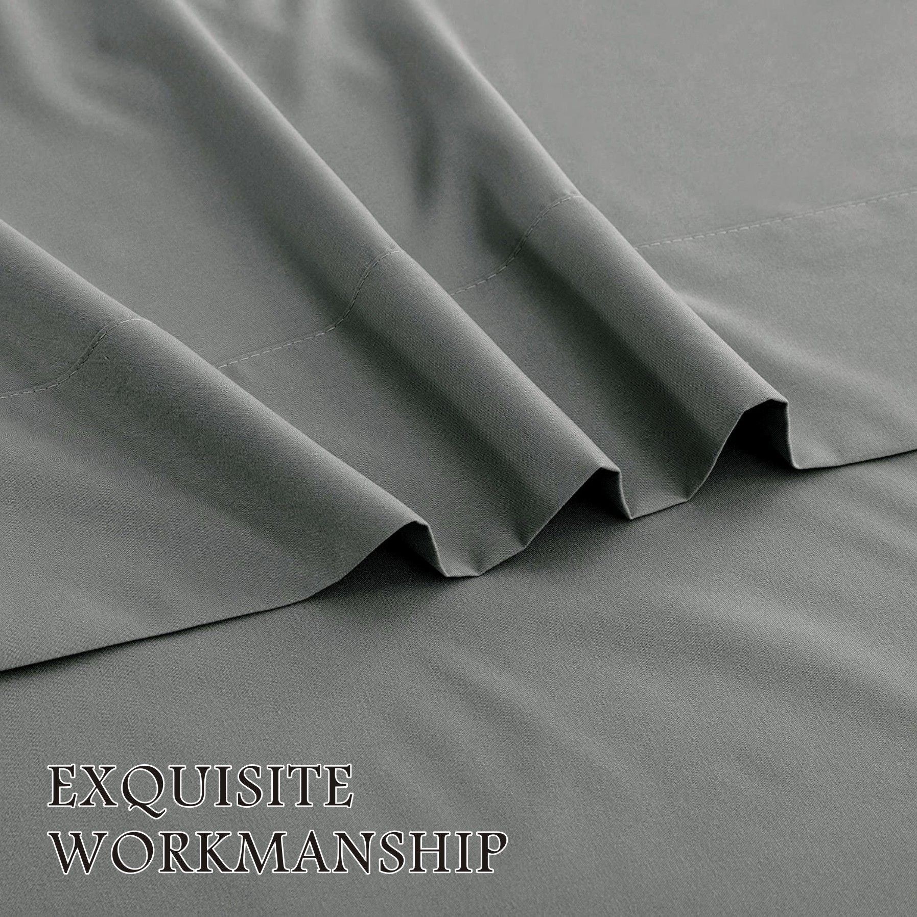 3 Piece Bed Sheet Set- Bedding Sheets & Pillowcases -Breathable Bedding - Wrinkle, Fade, Stain Resistant-Deep Pocket Flat Fitted Bed Sheet Set(Grey,King Single)