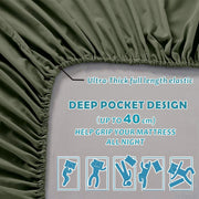 3 Piece Bed Sheet Set- Bedding Sheets & Pillowcases -Breathable Bedding - Wrinkle, Fade, Stain Resistant-Deep V1317-QS9-AUKS-4JT-JL