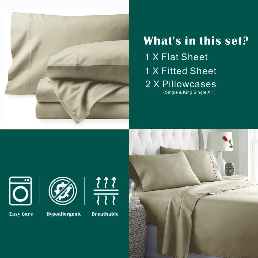 3 Piece Bed Sheet Set- Bedding Sheets & Pillowcases -Breathable Bedding - Wrinkle, Fade, Stain Resistant-Deep V1317-QS9-AUKS-4JT-NYB