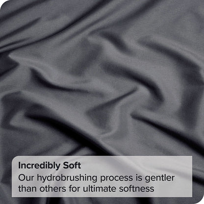 3 Piece Bed Sheet Set- Bedding Sheets & Pillowcases -Breathable Bedding - Wrinkle, Fade, Stain Resistant-Deep Pocket Flat Fitted Bed Sheet Set(Dark gray,King Single)