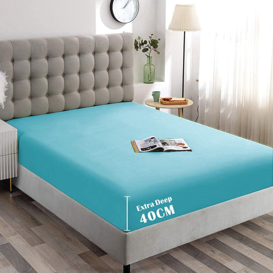 Hotel Quality Fitted Sheet - 1 Piece Fitted Sheet -Breathable Bedding - Wrinkle, Fade, Stain Resistant- V1317-QS9-AUKS-CL-BL