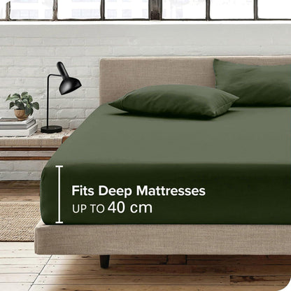 Hotel Quality Fitted Sheet - 1 Piece Fitted Sheet -Breathable Bedding - Wrinkle, Fade, Stain Resistant- V1317-QS9-AUKS-CL-JL