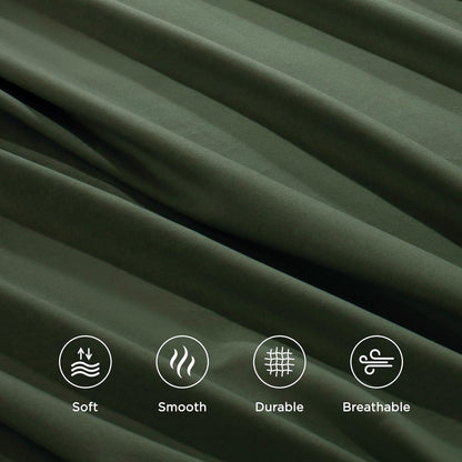 Hotel Quality Fitted Sheet - 1 Piece Fitted Sheet  -Breathable Bedding - Wrinkle, Fade, Stain Resistant- 16inch/40cm Deep Pocket Fitted Bed Sheet-Wrinkle and Fade Resistant,(Olive green,King Single)