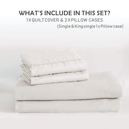 3 Piece Hotel Soft Microfiber Quilt Cover Set-2000TC Duvet/Donna Cover Set & Pillowcases -1 Quilt Cover Zipper Closure & 1 x Pillowcases-Breathable Bedding - Wrinkle, Fade, Stain Resistant(Raw white,Queen)