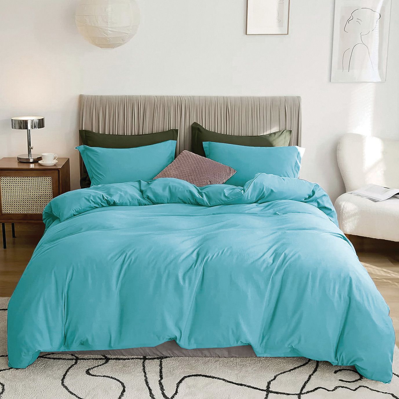 3 Piece Hotel Soft Microfiber Quilt Cover Set-2000TC Duvet/Donna Cover Set & Pillowcases -1 Quilt Cover V1317-QS9-AUQ-3JT-BZ-BL