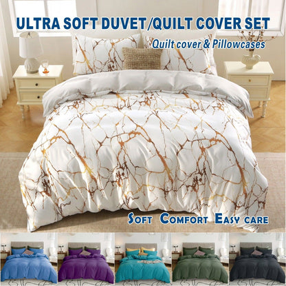 3 Piece Hotel Soft Microfiber Quilt Cover Set-2000TC Duvet/Donna Cover Set & Pillowcases -1 Quilt Cover V1317-QS9-AUQ-3JT-BZ-DLS