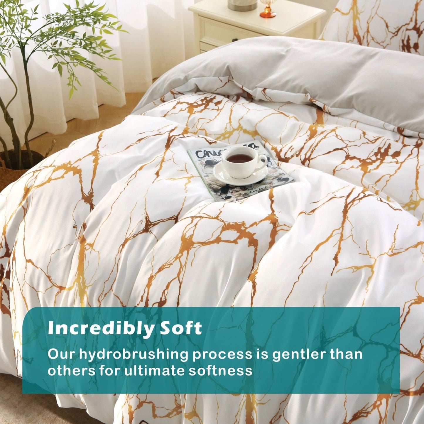 3 Piece Hotel Soft Microfiber Quilt Cover Set-2000TC Duvet/Donna Cover Set & Pillowcases -1 Quilt Cover V1317-QS9-AUQ-3JT-BZ-DLS