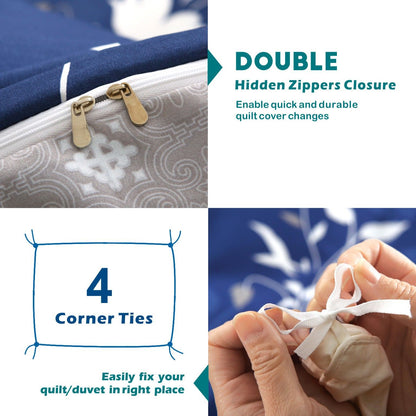3 Piece Hotel Soft Microfiber Quilt Cover Set-2000TC Duvet/Donna Cover Set & Pillowcases -1 Quilt Cover V1317-QS9-AUQ-3JT-BZ-NVHUA
