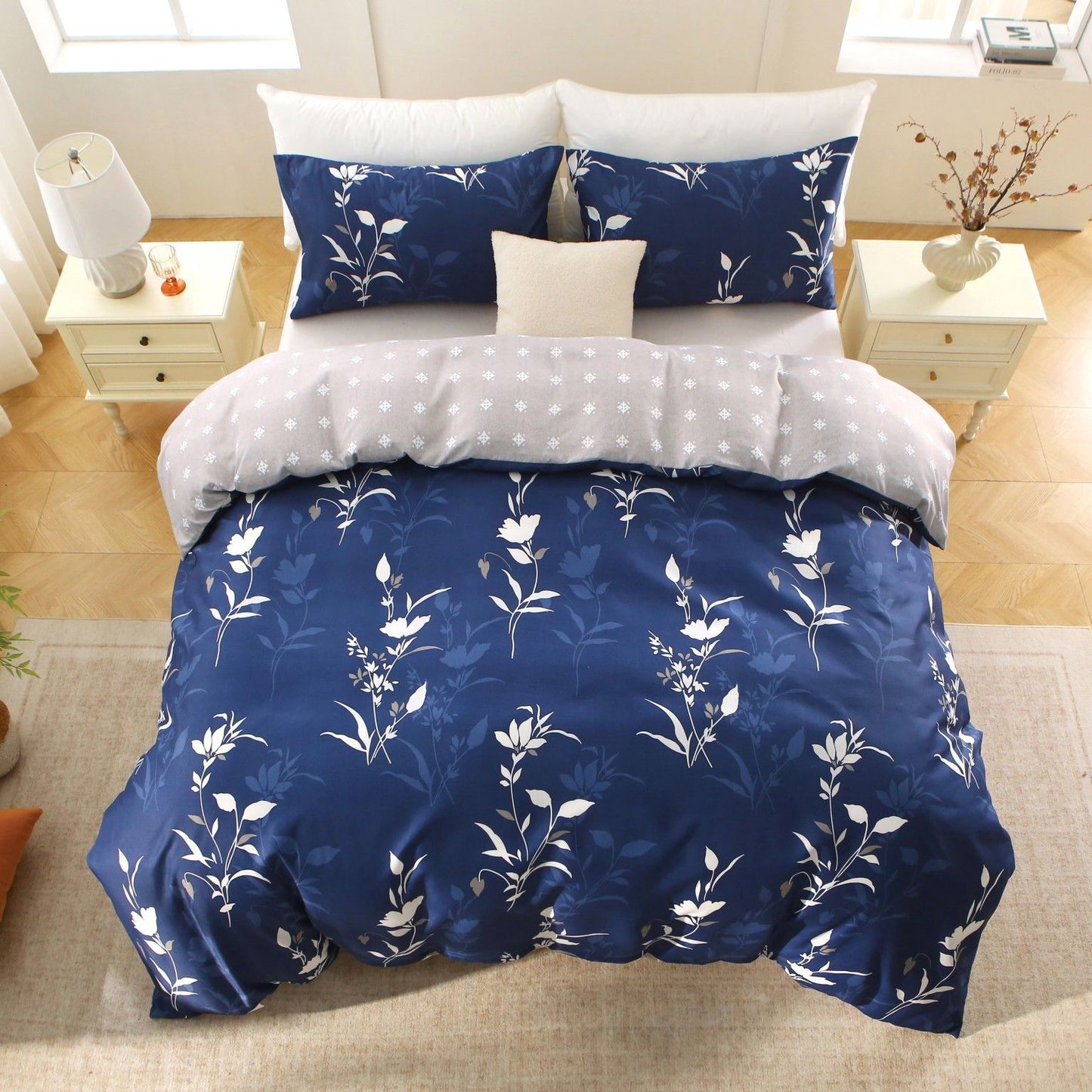 3 Piece Hotel Soft Microfiber Quilt Cover Set-2000TC Duvet/Donna Cover Set & Pillowcases -1 Quilt Cover V1317-QS9-AUQ-3JT-BZ-NVHUA