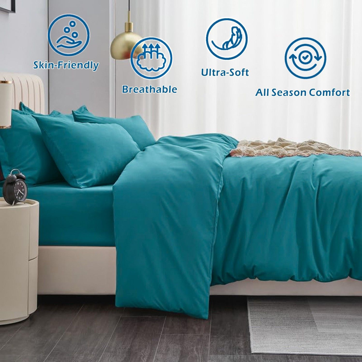 3 Piece Hotel Soft Microfiber Quilt Cover Set-2000TC Duvet/Donna Cover Set & Pillowcases -1 Quilt Cover V1317-QS9-AUQ-3JT-BZ-SSL