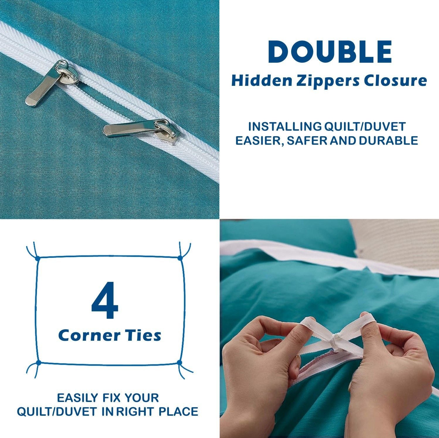 3 Piece Hotel Soft Microfiber Quilt Cover Set-2000TC Duvet/Donna Cover Set & Pillowcases -1 Quilt Cover V1317-QS9-AUQ-3JT-BZ-SSL
