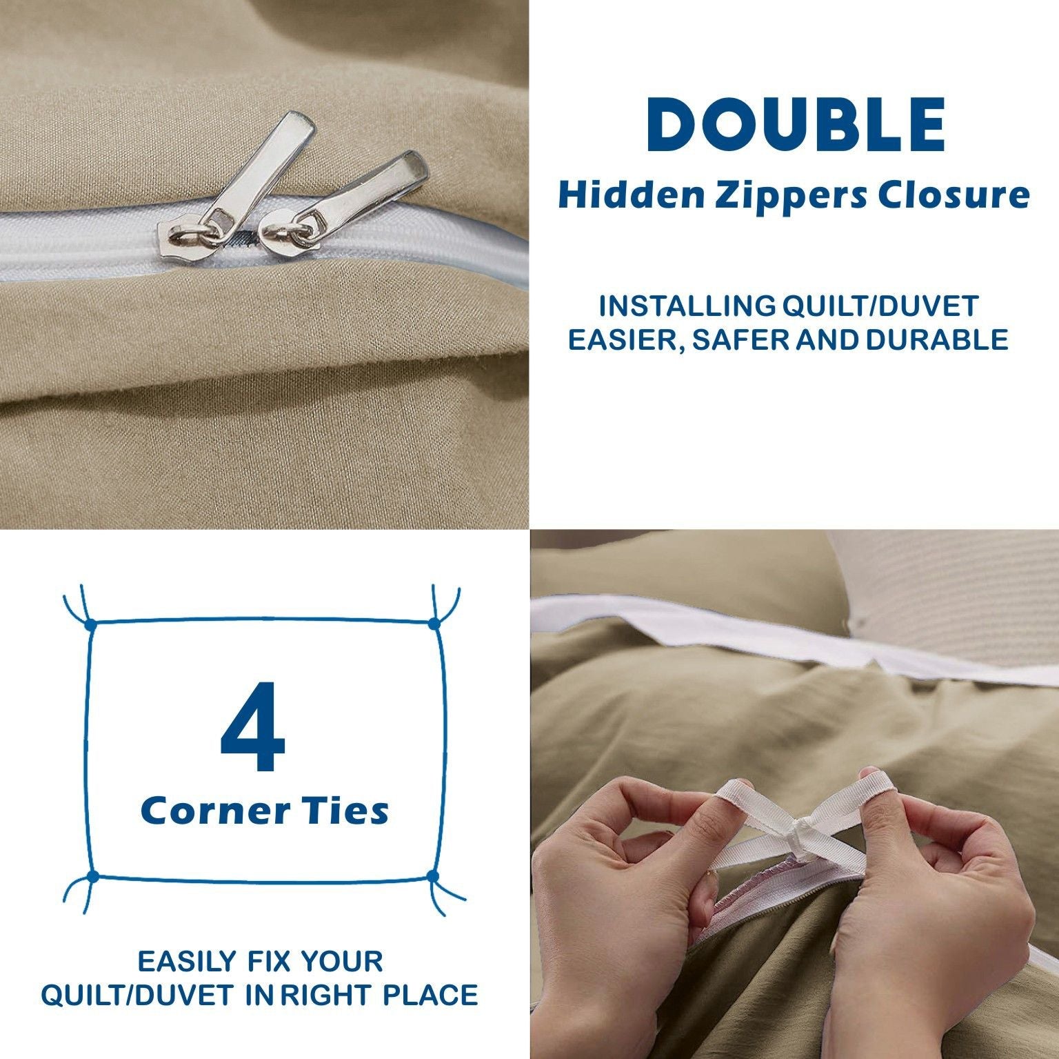 3 Piece Hotel Soft Microfiber Quilt Cover Set-2000TC Duvet/Donna Cover Set & Pillowcases -1 Quilt Cover V1317-QS9-AUQ-3JT-BZ-TS