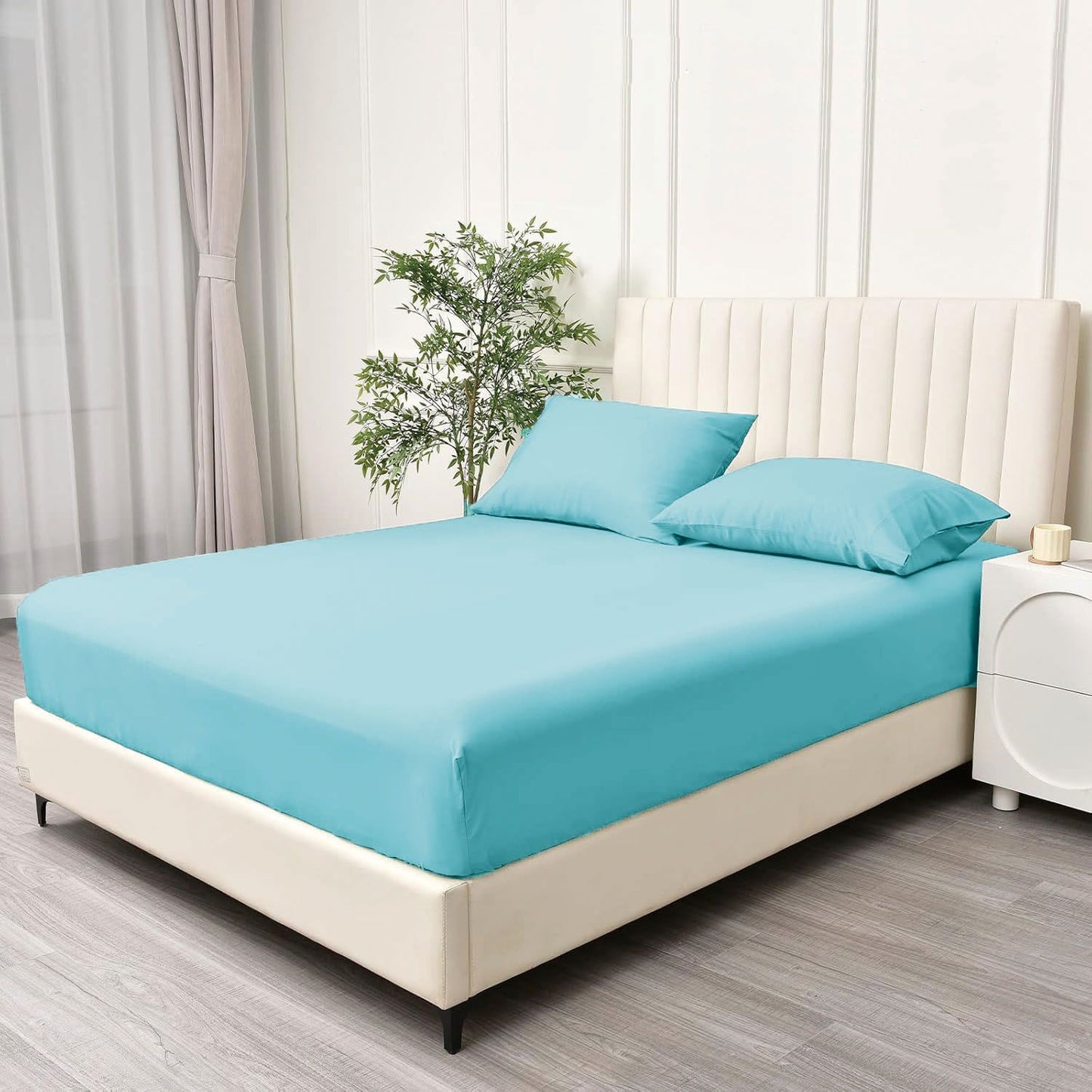3 Piece Fitted Sheet Set- Fitted Sheet & Pillowcases -Breathable Bedding - Wrinkle, Fade, Stain Resistant- V1317-QS9-AUQ-3JT-CL-BL