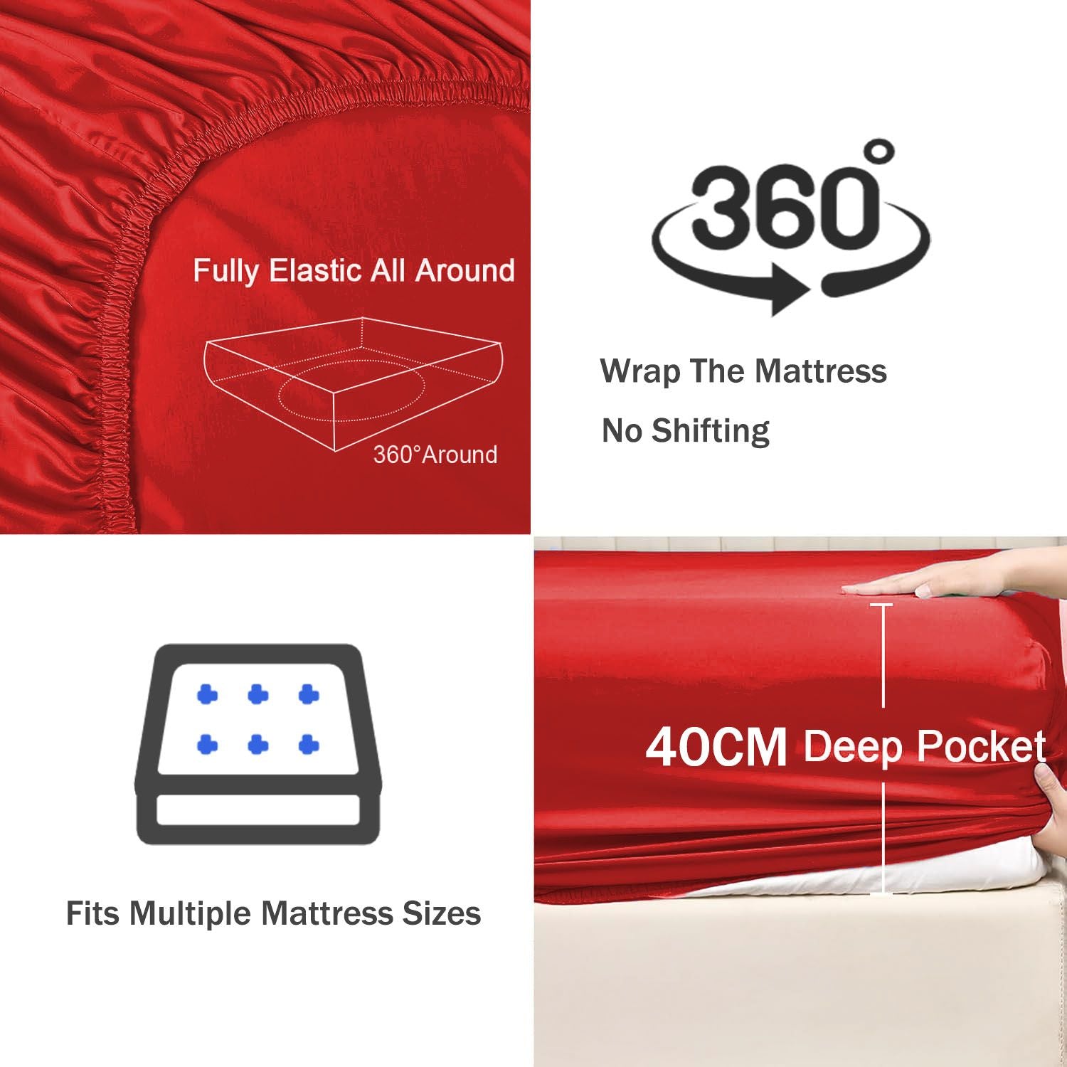 3 Piece Fitted Sheet Set- Fitted Sheet & Pillowcases -Breathable Bedding - Wrinkle, Fade, Stain Resistant- V1317-QS9-AUQ-3JT-CL-DH