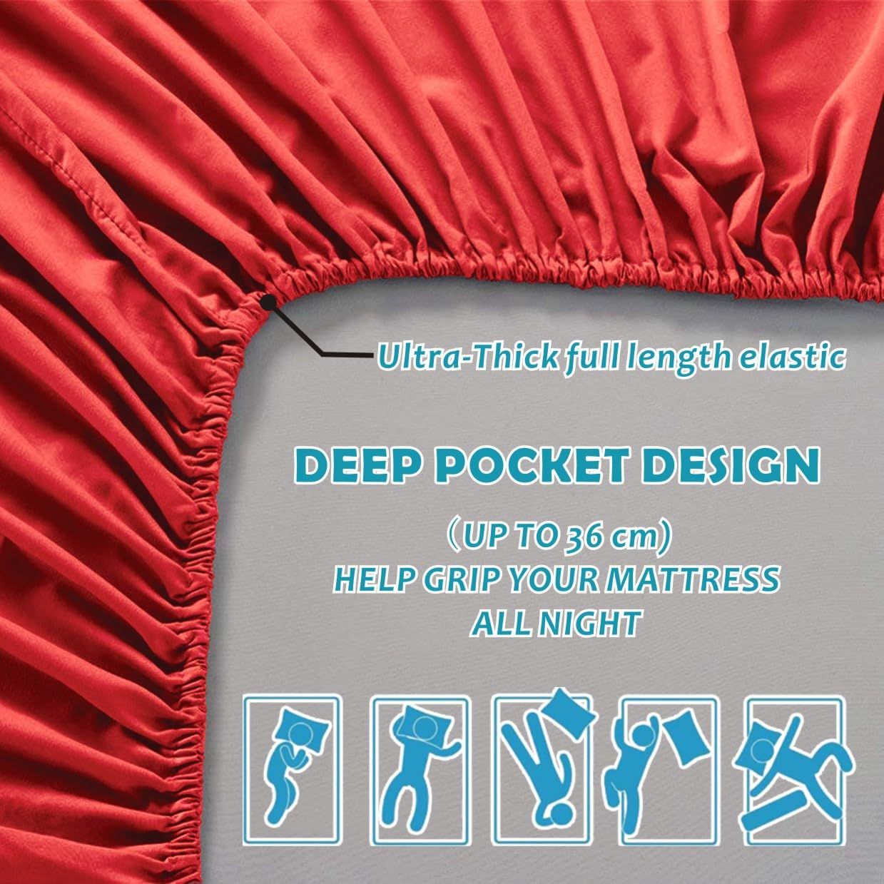 3 Piece Fitted Sheet Set- Fitted Sheet & Pillowcases -Breathable Bedding - Wrinkle, Fade, Stain Resistant- V1317-QS9-AUQ-3JT-CL-DH