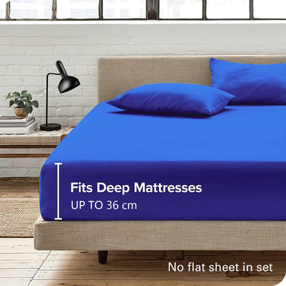 3 Piece Fitted Sheet Set- Fitted Sheet & Pillowcases -Breathable Bedding - Wrinkle, Fade, Stain Resistant- V1317-QS9-AUQ-3JT-CL-HJL