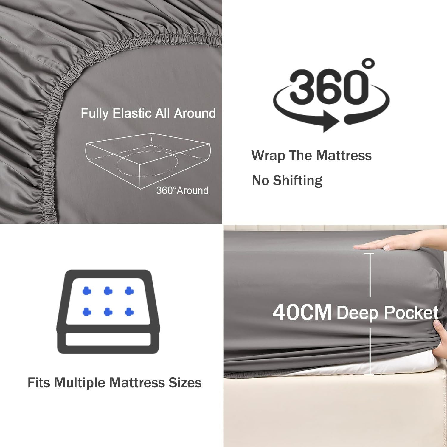 3 Piece Fitted Sheet Set- Fitted Sheet & Pillowcases -Breathable Bedding - Wrinkle, Fade, Stain Resistant- V1317-QS9-AUQ-3JT-CL-HUI