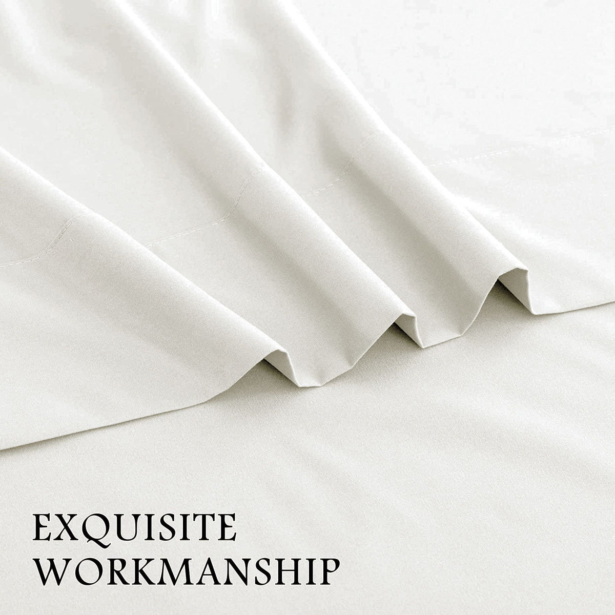 4 Piece Bed Sheet Set- Bedding Sheets & Pillowcases -Breathable Bedding - Wrinkle, Fade, Stain Resistant-Deep Pocket Flat Fitted Bed Sheet Set(Raw white,Queen)
