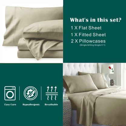 4 Piece Bed Sheet Set- Bedding Sheets & Pillowcases -Breathable Bedding - Wrinkle, Fade, Stain Resistant-Deep Pocket Flat Fitted Bed Sheet Set(Cream White,Queen)