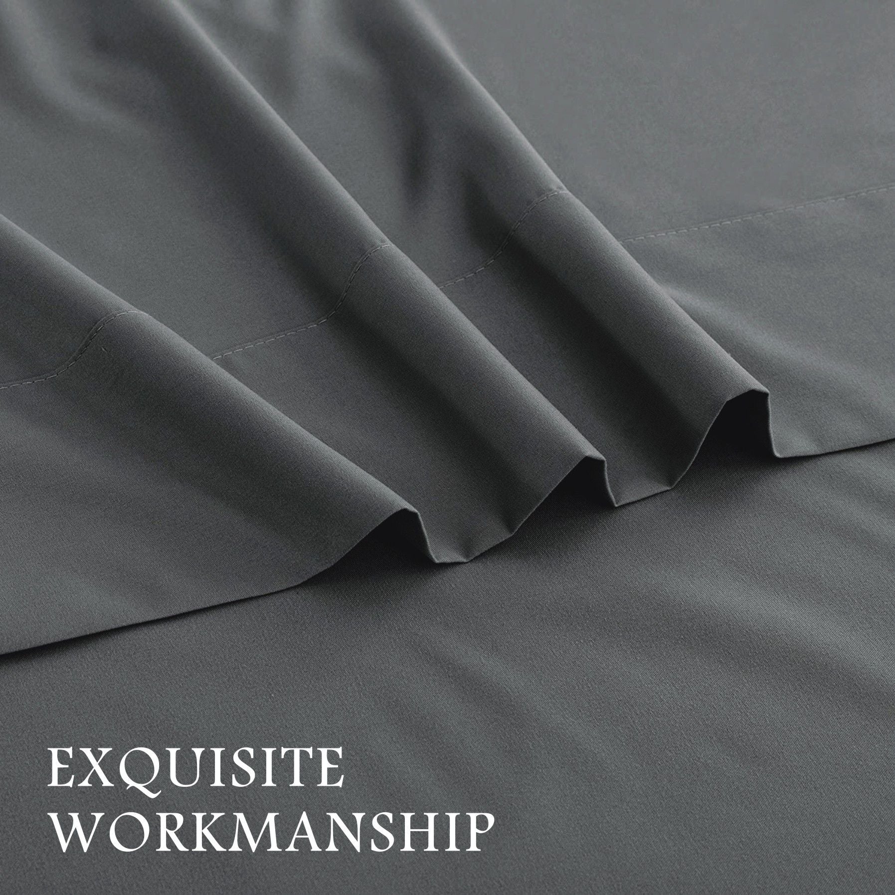 4 Piece Bed Sheet Set- Bedding Sheets & Pillowcases -Breathable Bedding - Wrinkle, Fade, Stain Resistant-Deep Pocket Flat Fitted Bed Sheet Set(Dark gray,Queen)